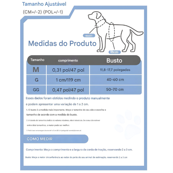Conjunto Peitoral Para Cachorro Com Guia Ajustável - FC©