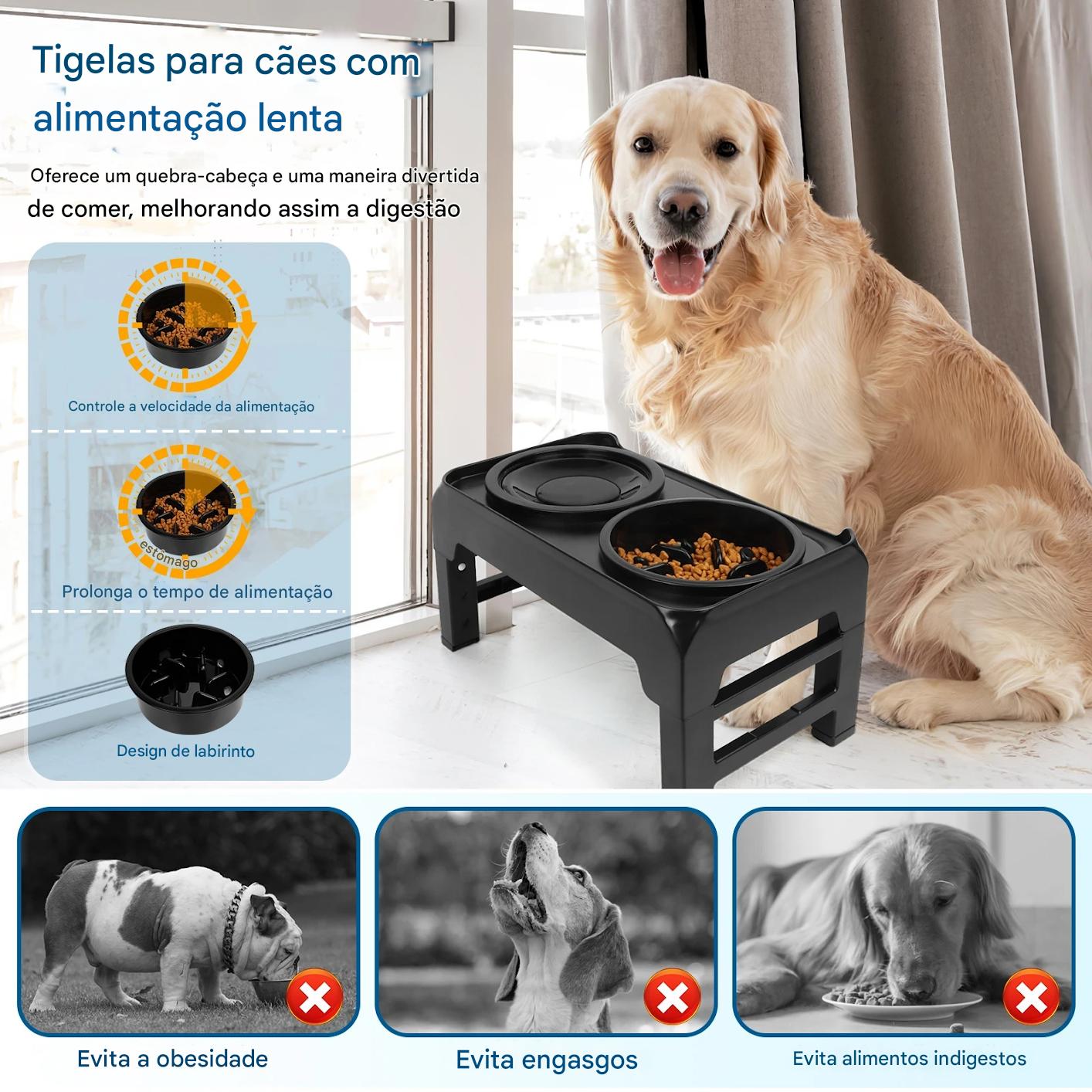 Tigela Elevada Para Cães Suporte Ergonômico - FC©