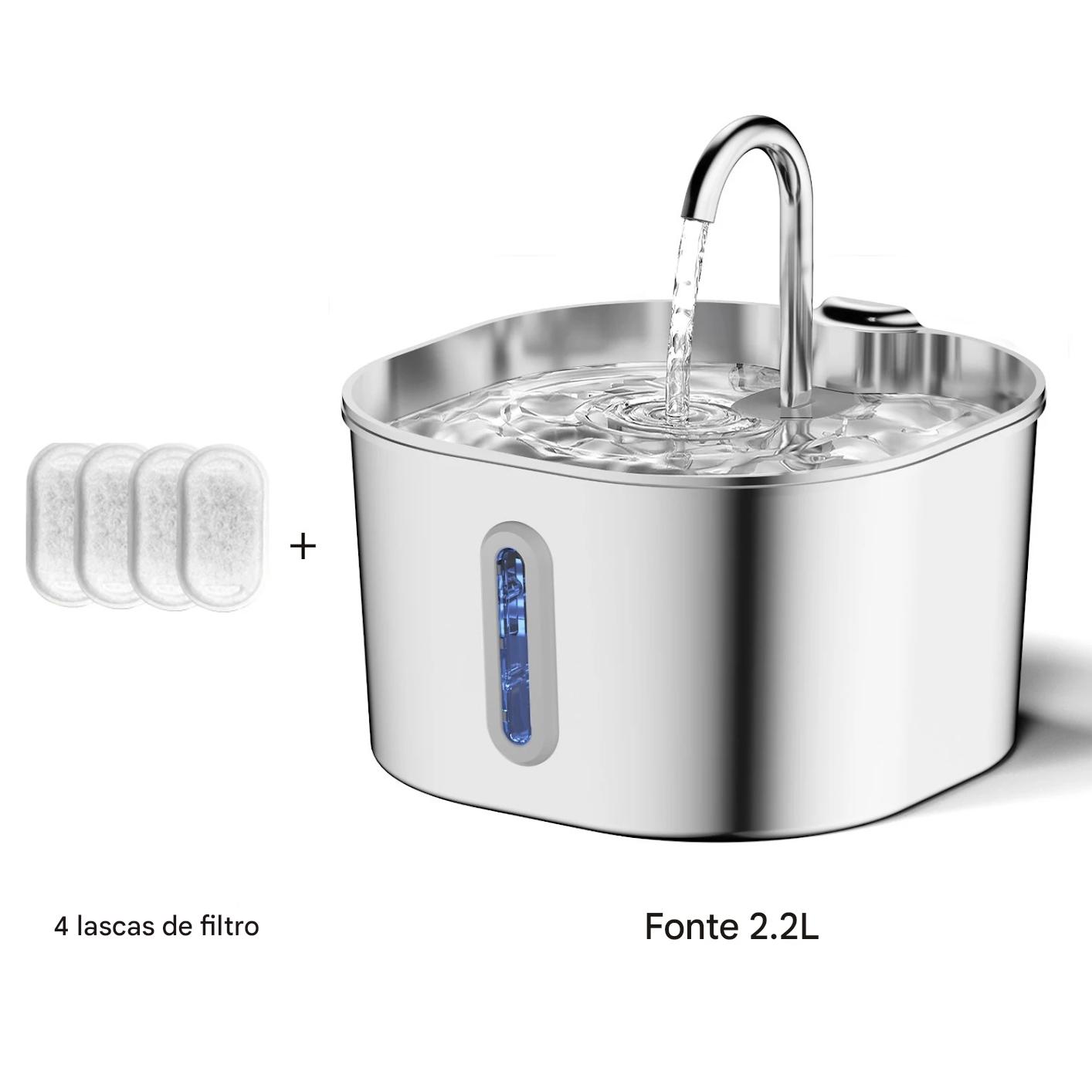 Fonte de Água Automática Inox 2.2L com Janela - FC©
