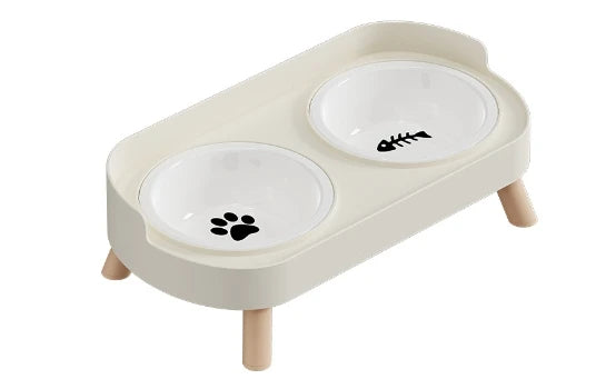 Tigela Dupla Para Pets Cães E Gatos - Aço Inoxidável/Cerâmica  -  FC©