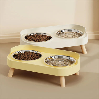Tigela Dupla Para Pets Cães E Gatos - Aço Inoxidável/Cerâmica  -  FC©