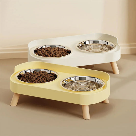 Tigela Dupla Para Pets Cães E Gatos - Aço Inoxidável/Cerâmica  -  FC©