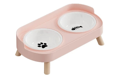 Tigela Dupla Para Pets Cães E Gatos - Aço Inoxidável/Cerâmica  -  FC©