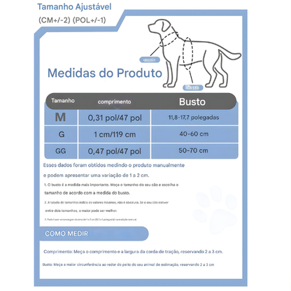 Conjunto Peitoral Para Cachorro Com Guia Ajustável - FC©