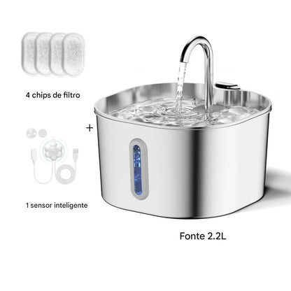 Fonte de Água Automática Inox 2.2L com Janela - FC©