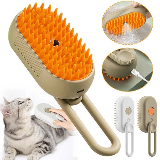 Escova Para Pets Com Vapor E Massagem 3 Em 1 - FC©