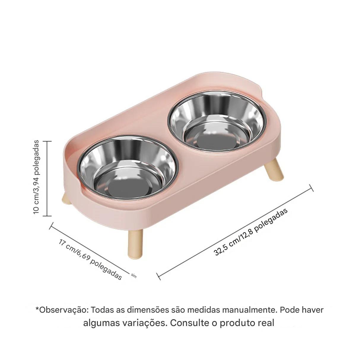 Tigela Dupla Para Pets Cães E Gatos - Aço Inoxidável/Cerâmica  -  FC©
