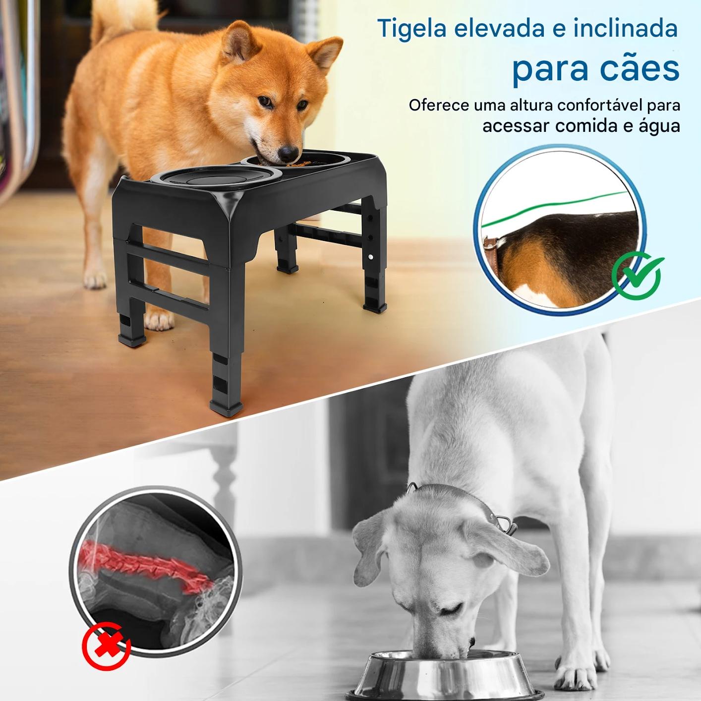 Tigela Elevada Para Cães Suporte Ergonômico -  FC©