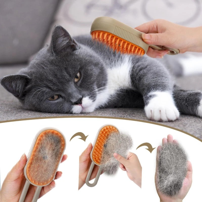 Escova Para Pets Com Vapor E Massagem 3 Em 1 - FC©