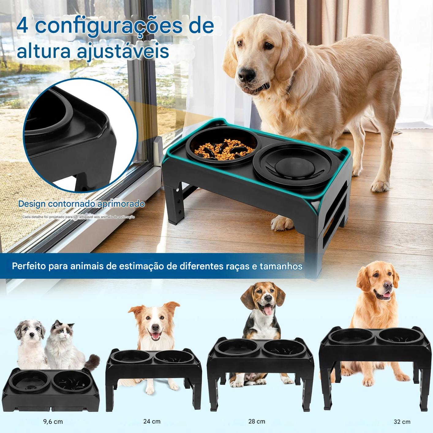Tigela Elevada Para Cães Suporte Ergonômico -  FC©